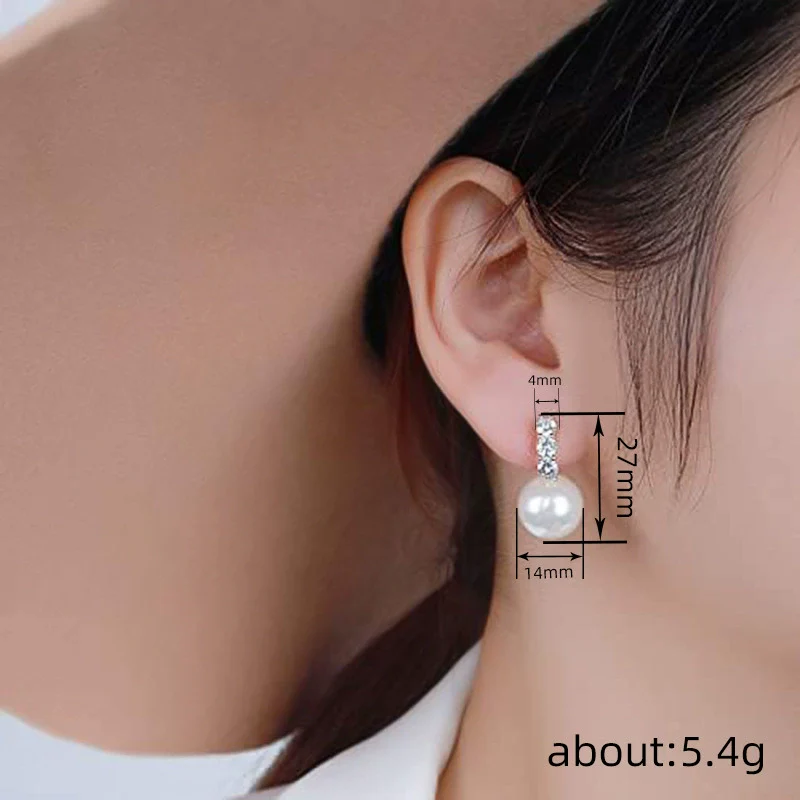 Wholesale Women's Elegant Geometric Imitation Pearl Earrings Copper With Zirconia Design - Image 4