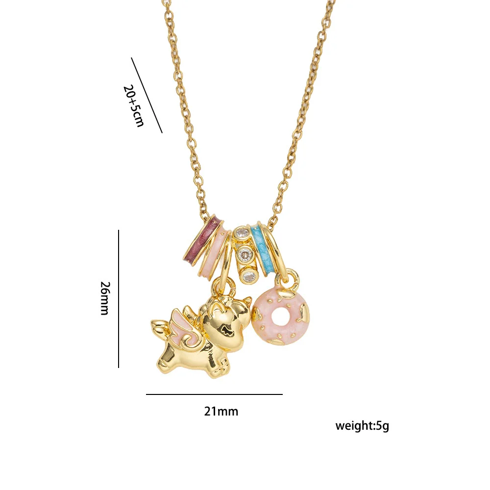 Wholesale Women's Enamel Copper Zircon Inlaid Dripping Oil Animal Zodiac Pattern Circle Pendant Cross Chain Necklace Light Luxury Cute Style - Image 3