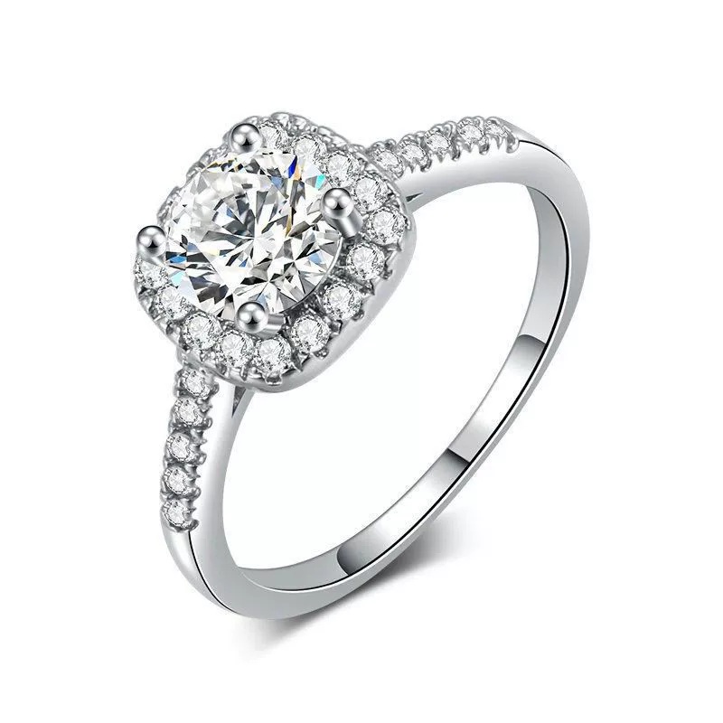 Wholesale Women's Engagement Wedding Ring Copper Geometric Microinlaid Zircon - Image 13