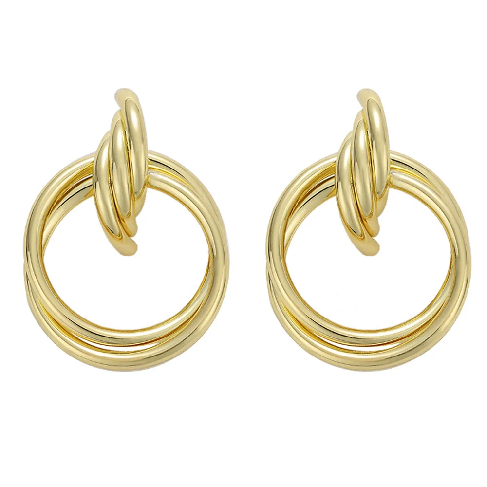 Wholesale Women's Exaggerated Creative Personality Fashion Alloy Inlaid Rhinestone Big Circle Geometric Electroplated Earrings - Image 8