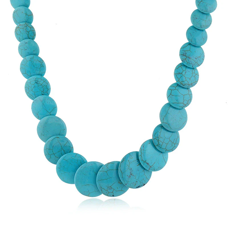 Wholesale Women's Exaggerated Retro Bohemian Turquoise Snake Bone Chain Necklace With Geometric Design