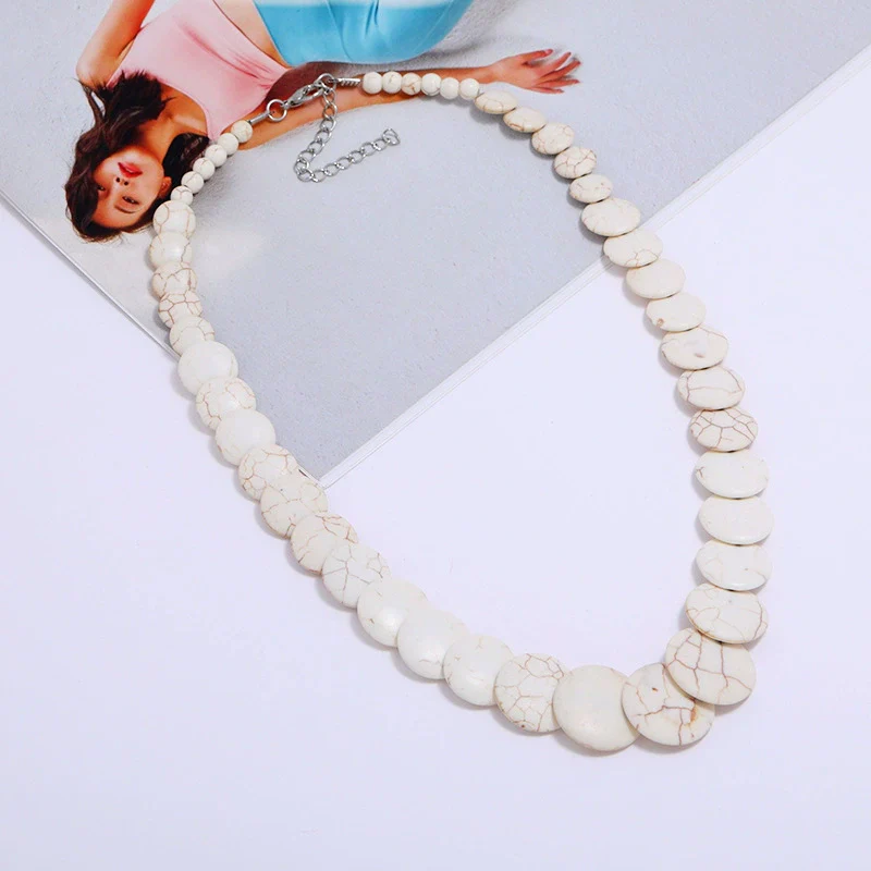 Wholesale Women's Exaggerated Retro Bohemian Turquoise Snake Bone Chain Necklace With Geometric Design - Image 6