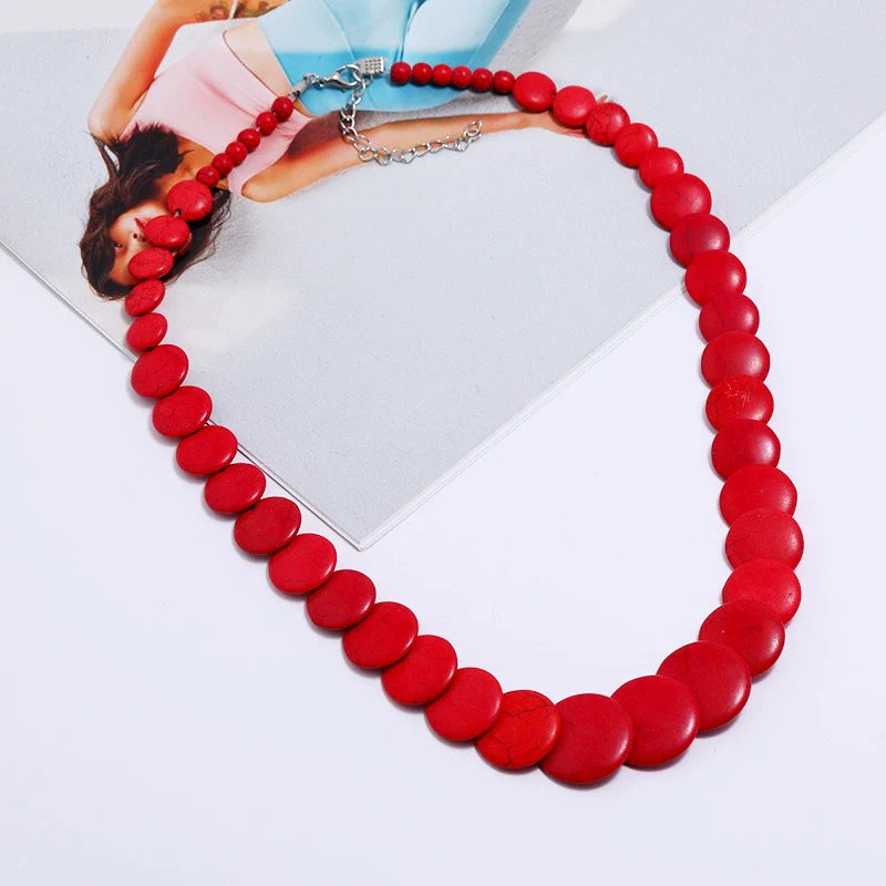 Wholesale Women's Exaggerated Retro Bohemian Turquoise Snake Bone Chain Necklace With Geometric Design - Image 8