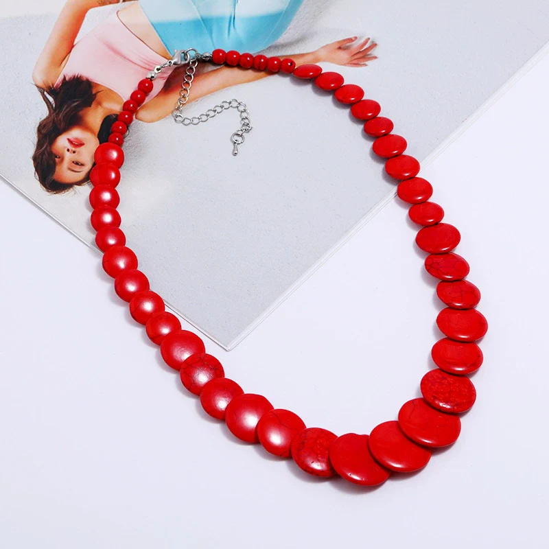 Wholesale Women's Exaggerated Retro Bohemian Turquoise Snake Bone Chain Necklace With Geometric Design - Image 9