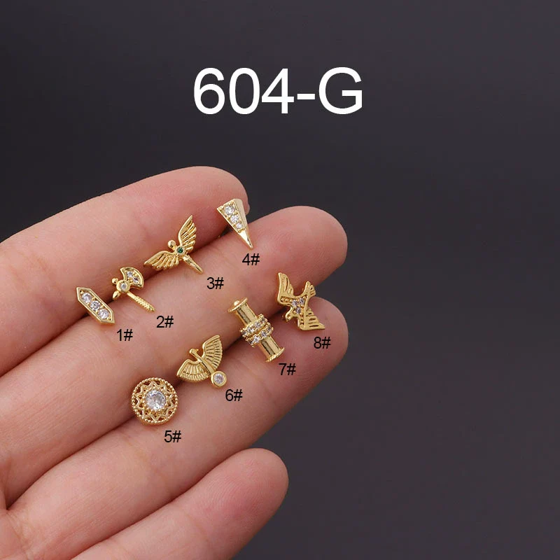 Wholesale Women's Exotic Geometric Metal Electroplated Totem Puncture Earrings - Image 7