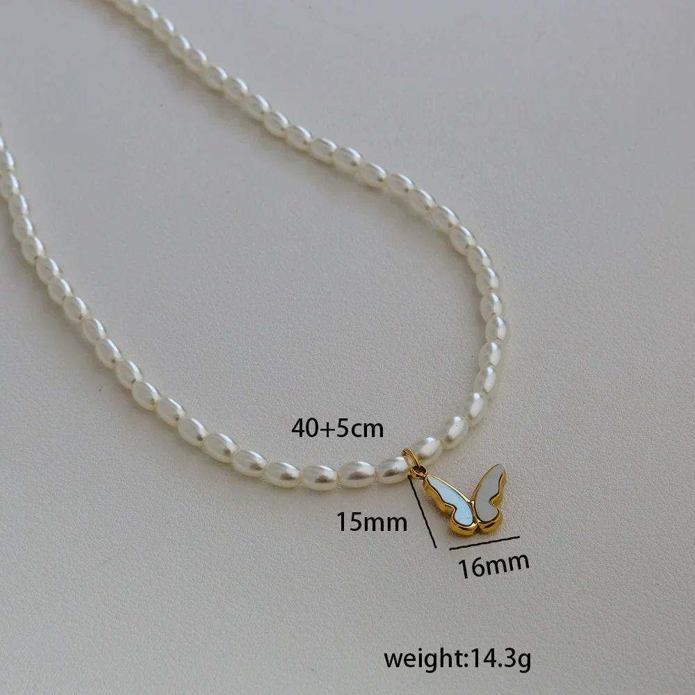 Wholesale Women's Fairy Style Titanium Steel Goldplated Pearl Casting Heart Pendant Necklace With String Of Pearls Chain - Image 22