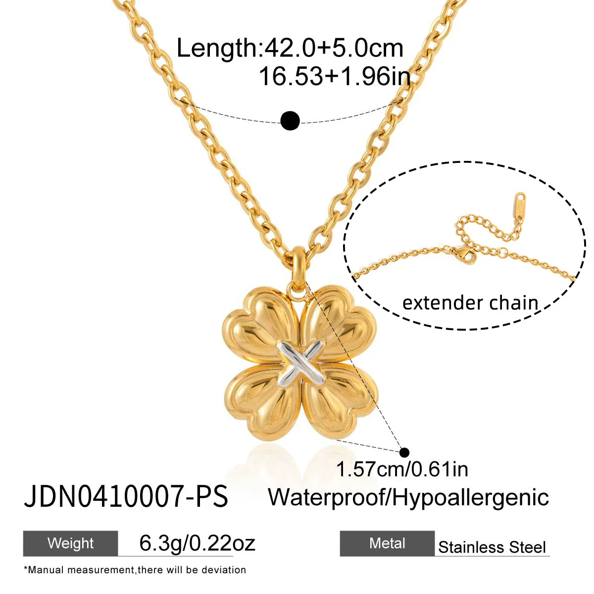 Wholesale Women's Fashion Accessories Stainless Steel Electroplated With Plants And Flowers Pattern Pearl Necklace Fourleaf Clover Earrings Colorblocking Ring - Image 7
