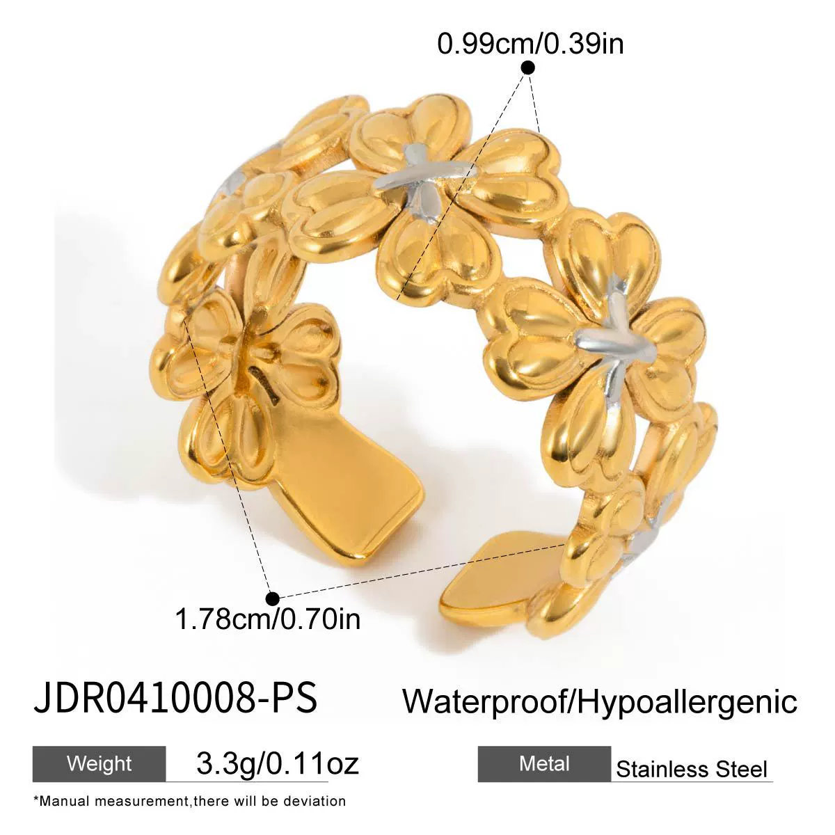 Wholesale Women's Fashion Accessories Stainless Steel Electroplated With Plants And Flowers Pattern Pearl Necklace Fourleaf Clover Earrings Colorblocking Ring - Image 9