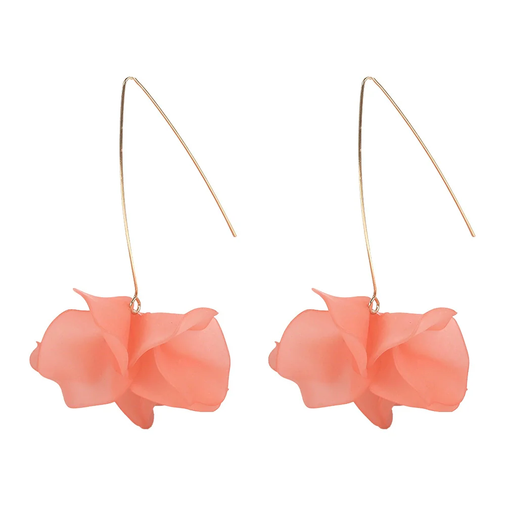 Wholesale Women's Fashion Creative Handmade Plastic And Resin Petal Heart Flower Earrings - Image 14