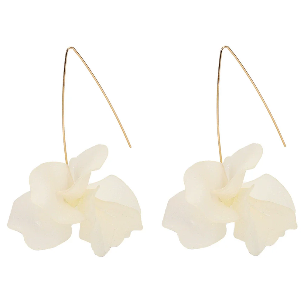 Wholesale Women's Fashion Creative Handmade Plastic And Resin Petal Heart Flower Earrings - Image 6