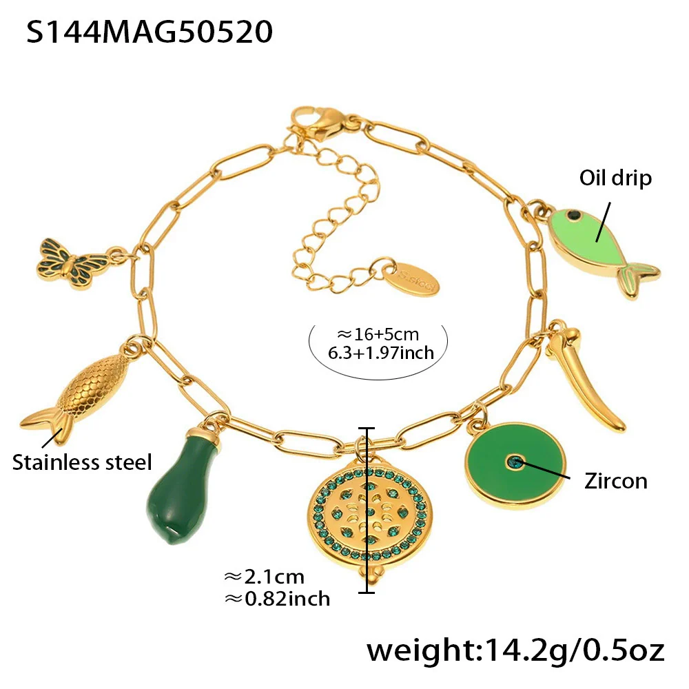 Wholesale Women's Fashion Electroplated Stainless Steel Geometric Ferris Wheel Enamel Glaze Bracelet Luxury Jewelry - Image 11