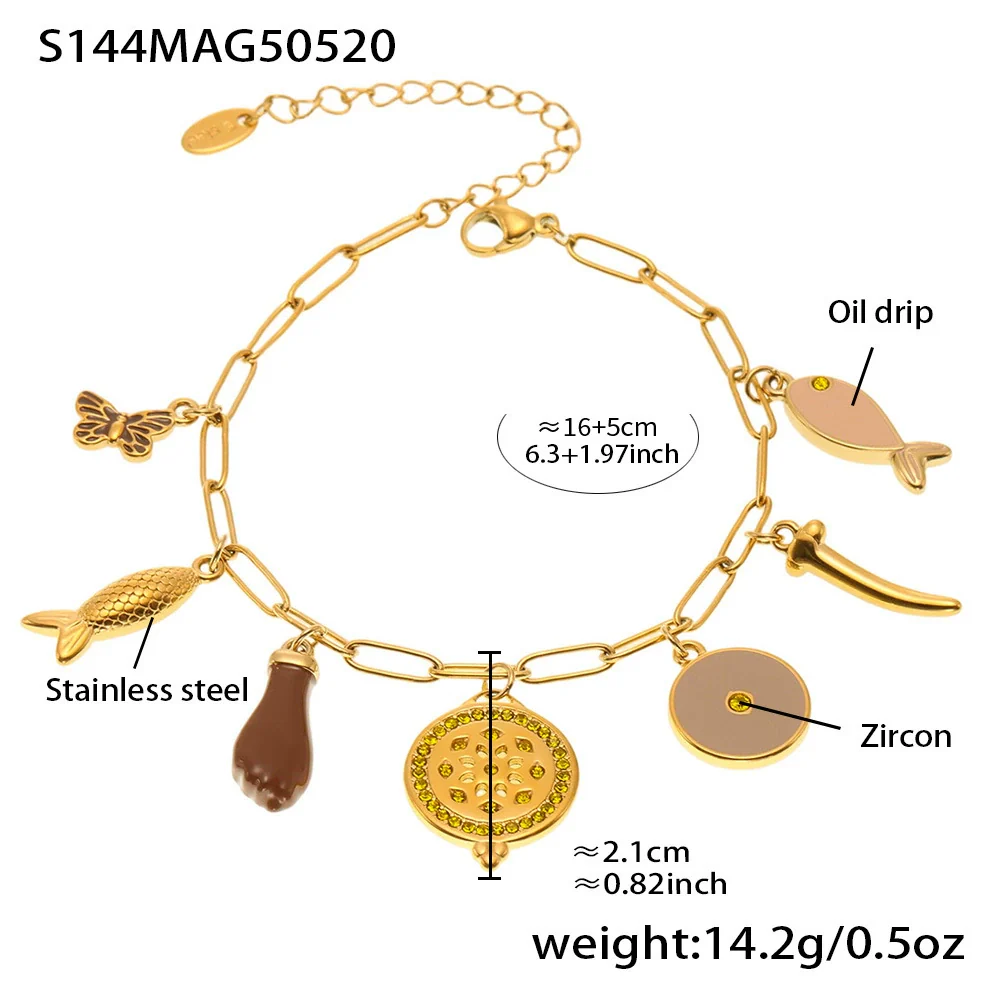 Wholesale Women's Fashion Electroplated Stainless Steel Geometric Ferris Wheel Enamel Glaze Bracelet Luxury Jewelry - Image 14