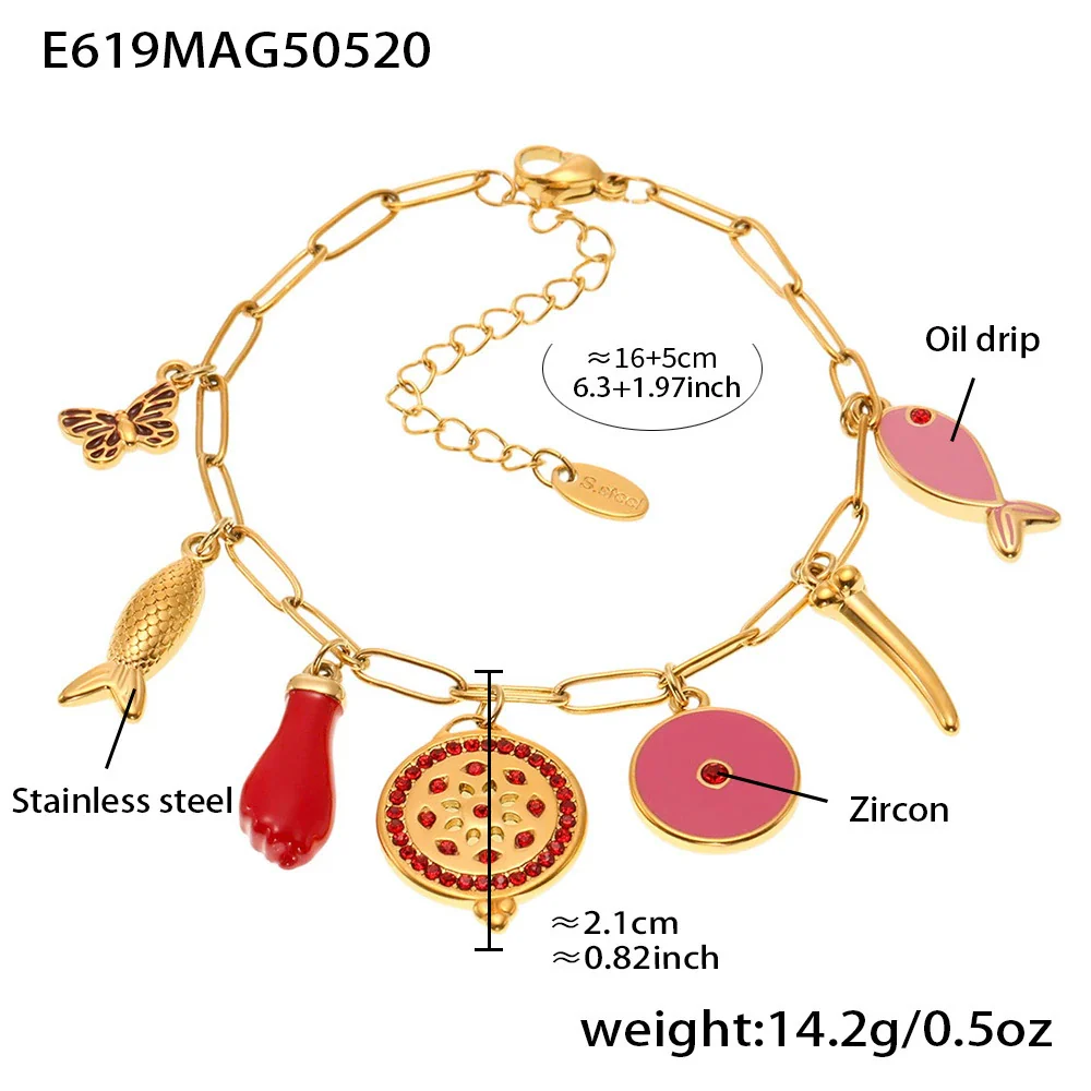 Wholesale Women's Fashion Electroplated Stainless Steel Geometric Ferris Wheel Enamel Glaze Bracelet Luxury Jewelry - Image 6