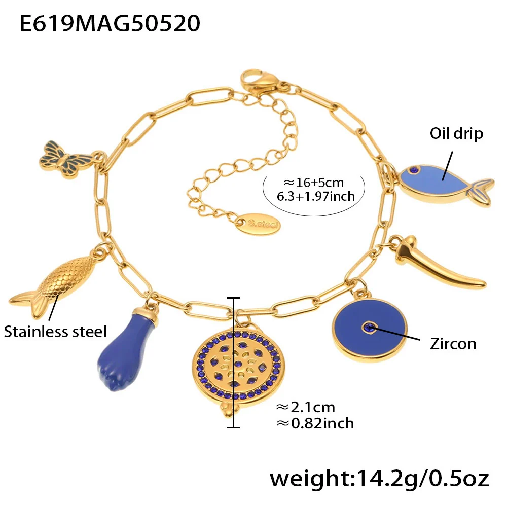 Wholesale Women's Fashion Electroplated Stainless Steel Geometric Ferris Wheel Enamel Glaze Bracelet Luxury Jewelry - Image 8