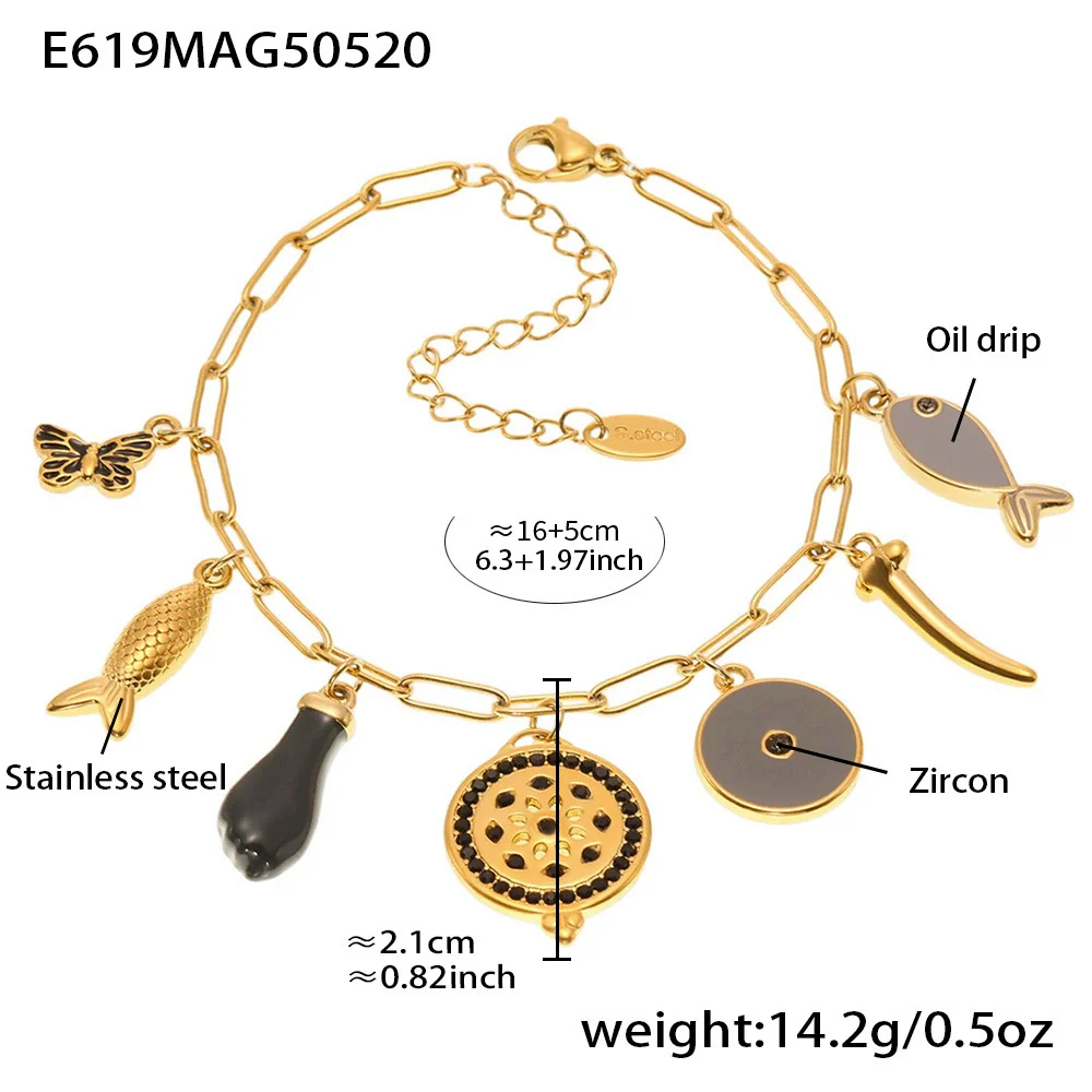 Wholesale Women's Fashion Electroplated Stainless Steel Geometric Ferris Wheel Enamel Glaze Bracelet Luxury Jewelry - Image 9