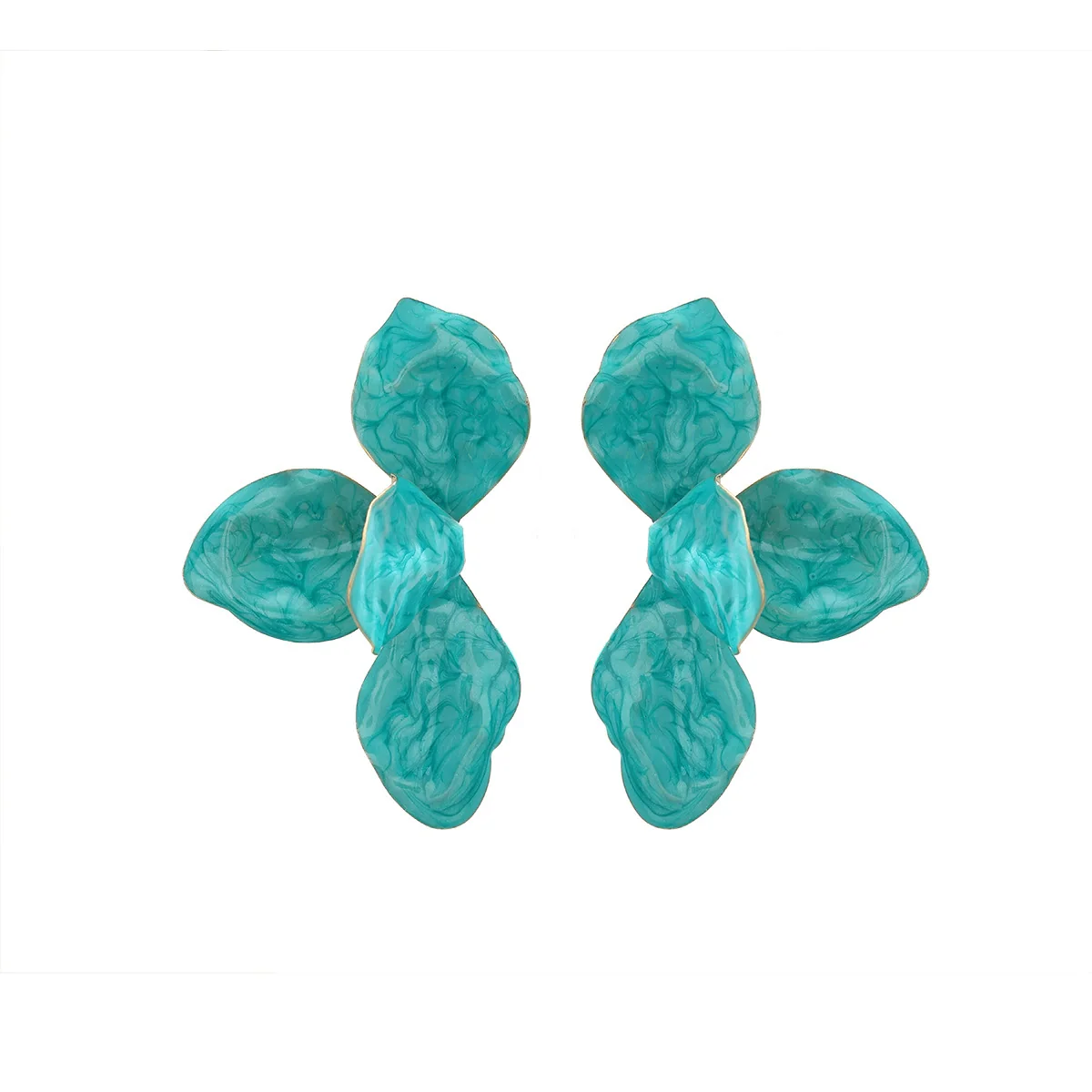 Wholesale Women's Fashion Exaggerated Zinc Alloy Flower Petal Dripping Oil Earrings - Image 5