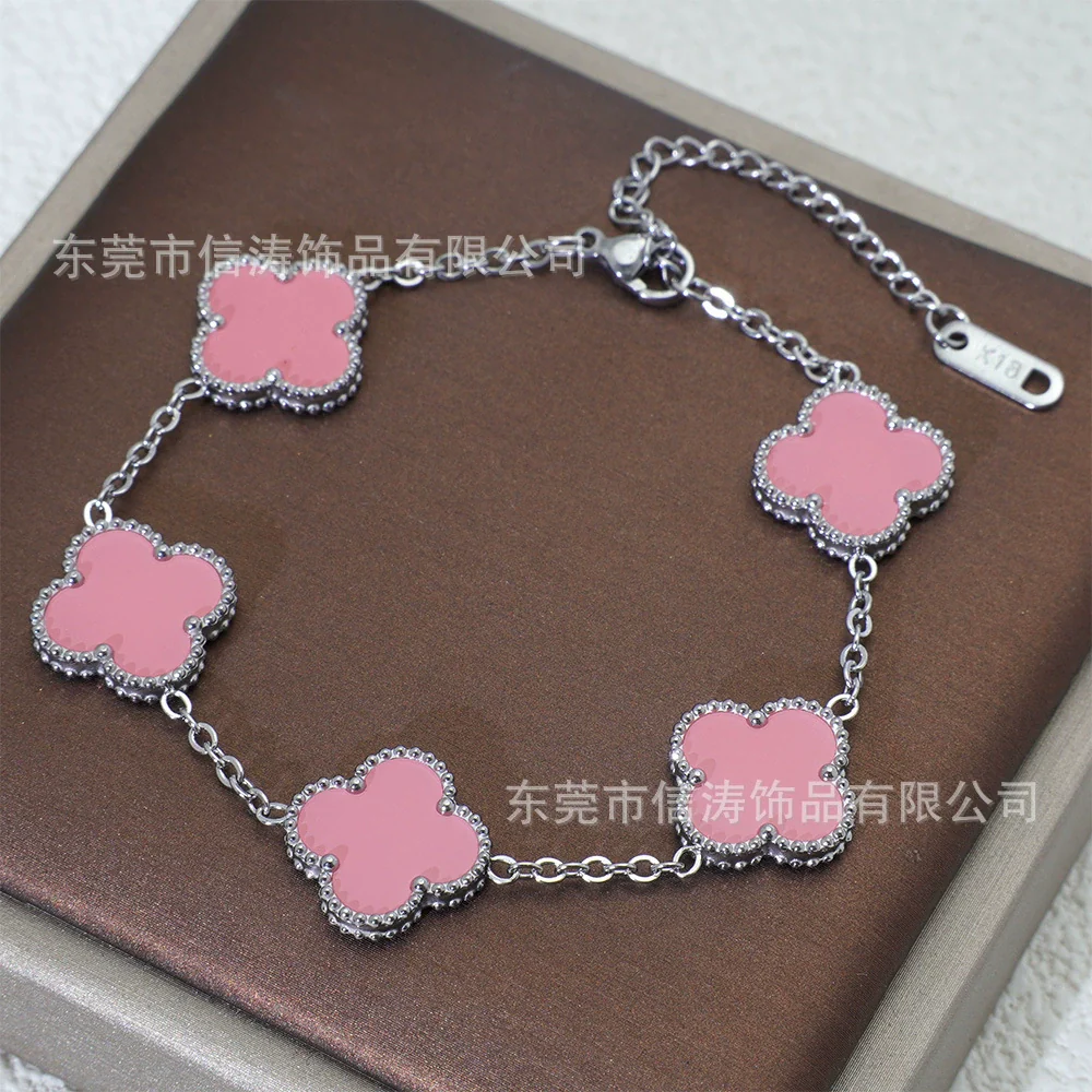Wholesale Women's Fashion Fourleaf Clover Bracelet Gold Plated Titanium Steel - Image 24