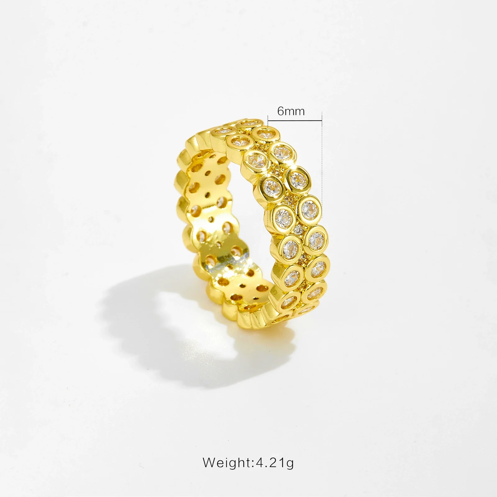 Wholesale Women's Fashion Geometric Copper Ring With Micro Inlaid Zircon And Electroplated Platinum And 18K Gold - Image 7