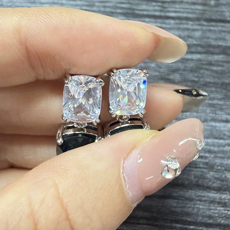 Wholesale Women's Fashion Geometric Copper Zircon Pendant Earrings - Image 3