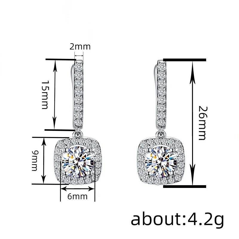 Wholesale Women's Fashion Geometric Copper Zircon Pendant Earrings - Image 5