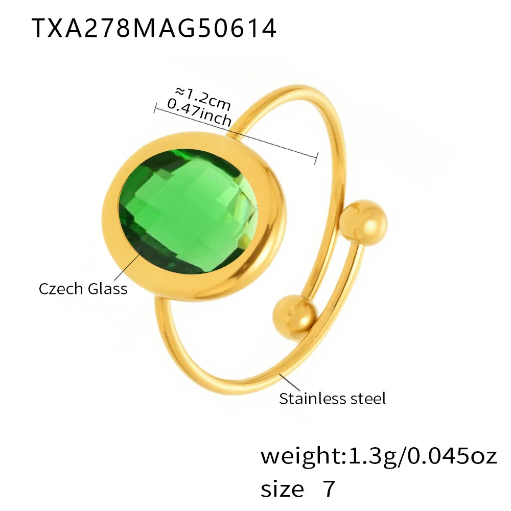 Wholesale Women's Fashion Geometric Ferris Wheel Oval Inlaid Glass Stone Electroplated Stainless Steel Ring - Image 8