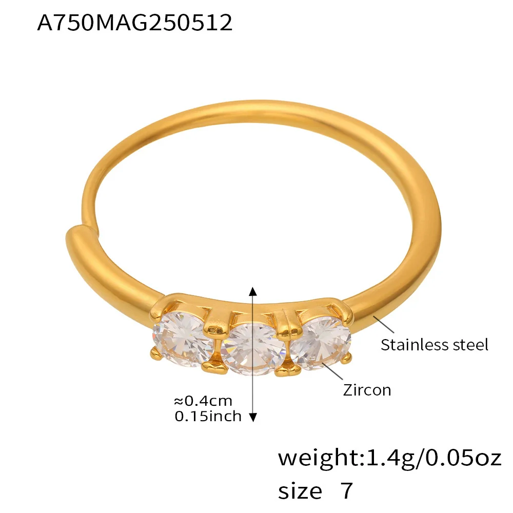 Wholesale Women's Fashion Geometric Ferris Wheel Water Drop Flower Opening Ring Stainless Steel 18K Gold Plated - Image 11