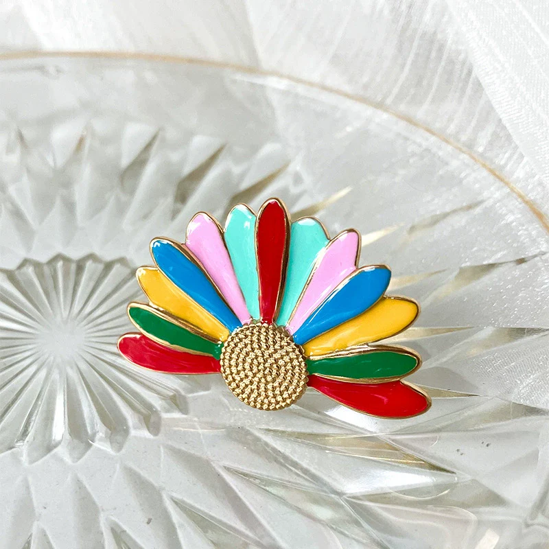 Wholesale Women's Fashion Geometric Flower Stainless Steel Gold Plated Ring - Image 4