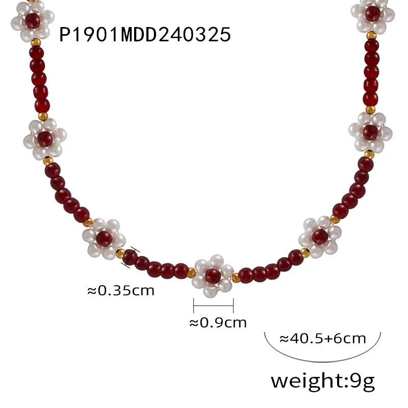 Wholesale Women's Fashion Geometric Handmade Beaded Necklace With Natural Stone And Titanium Steel Gold Plated - Image 8