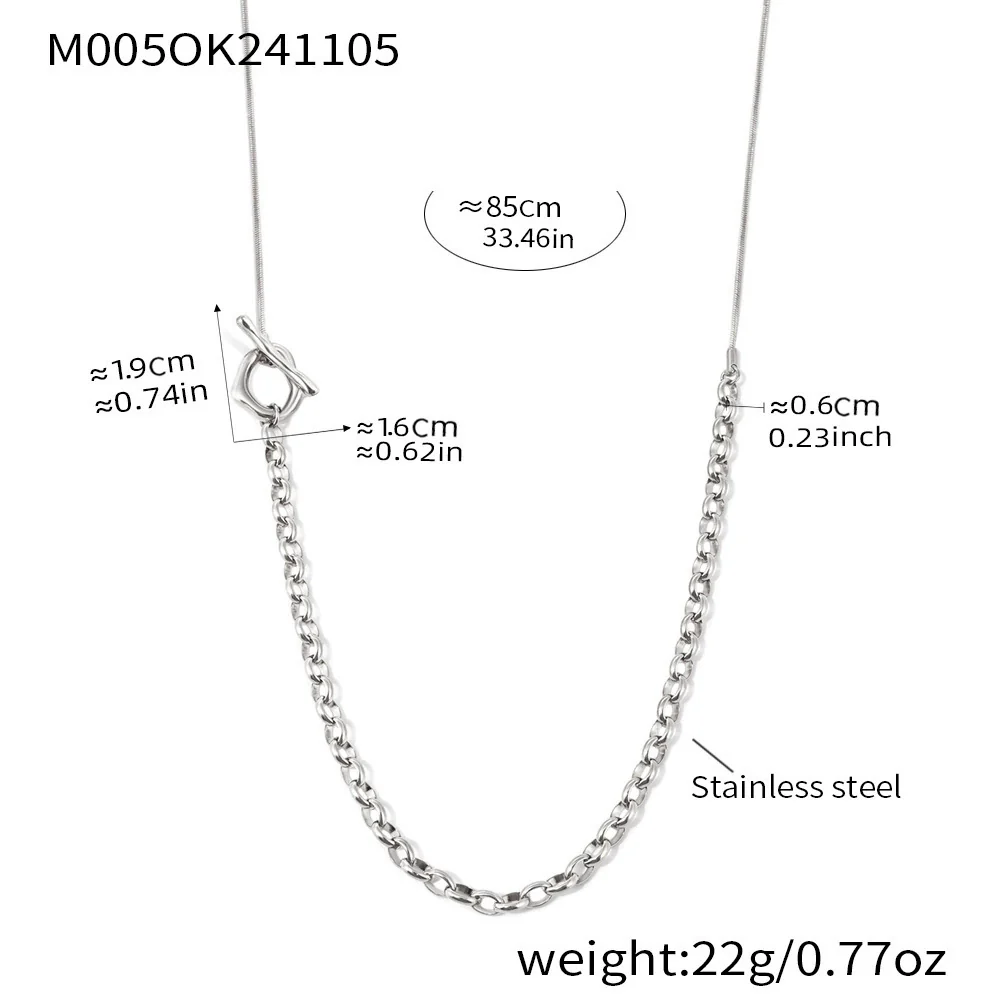 Wholesale Women's Fashion Geometric Stainless Steel And Titanium Steel Ball Chain Sweater Chain With 18K Gold Plated Inlaid Artificial Gemstones And Semiprecious Stones Jewelry - Image 9