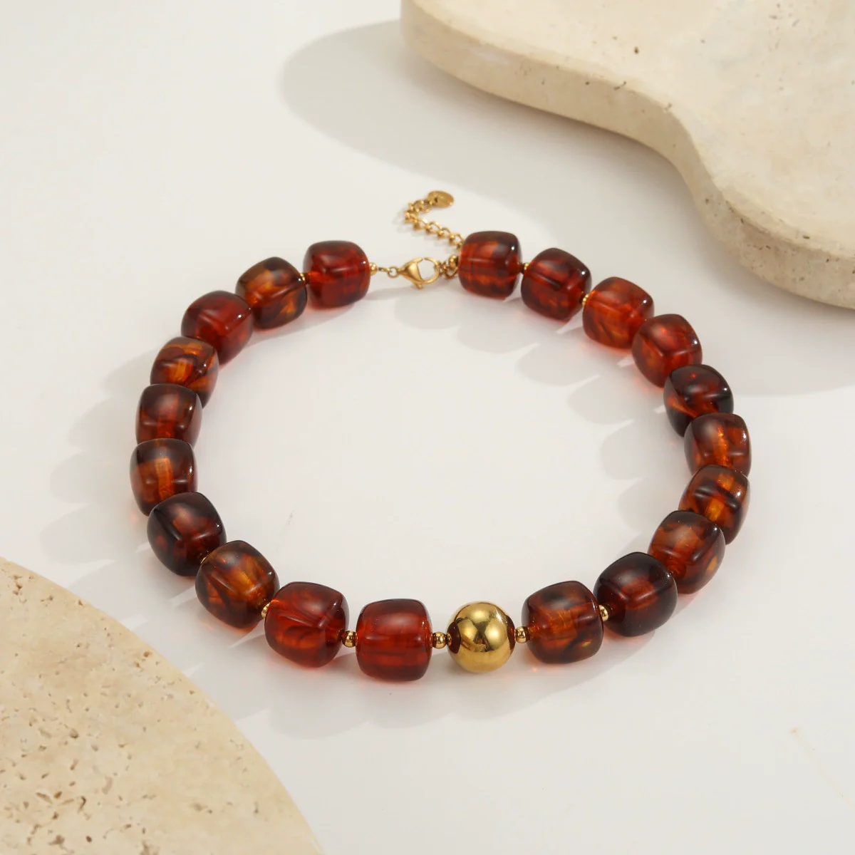 Wholesale Women's Fashion Geometric Stainless Steel Electroplated Beaded Necklace Jewelry - Image 3