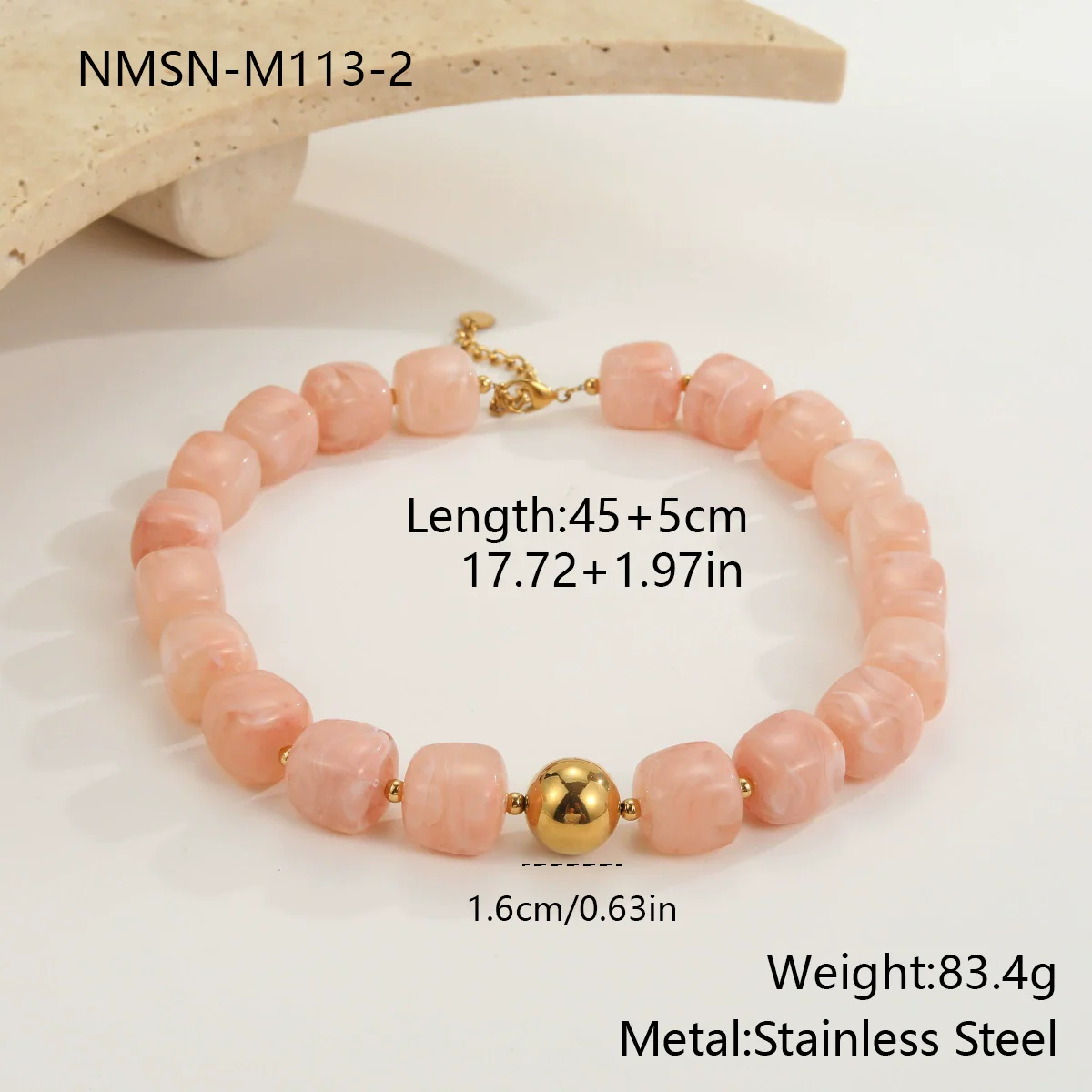 Wholesale Women's Fashion Geometric Stainless Steel Electroplated Beaded Necklace Jewelry - Image 7