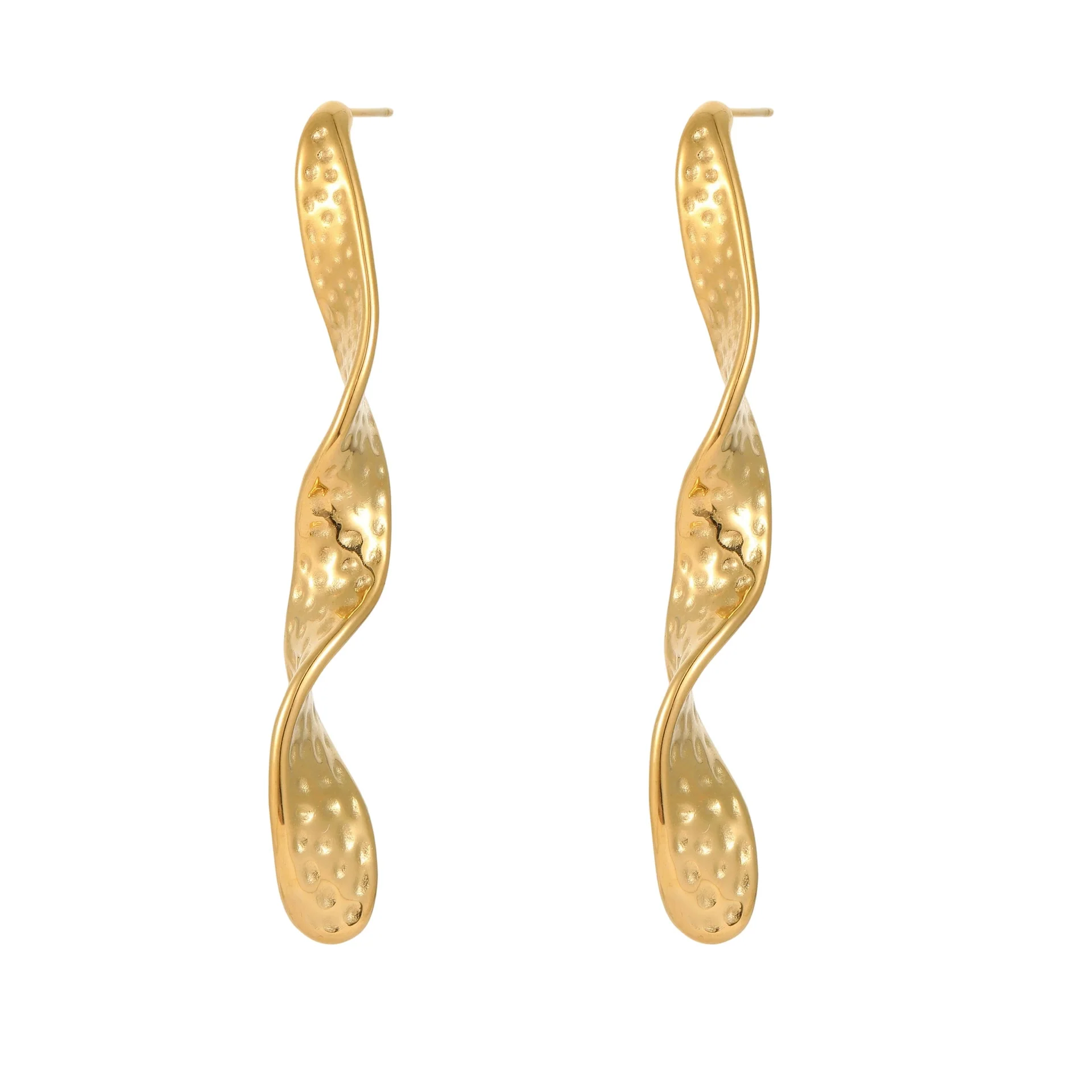 Wholesale Women's Fashion Geometric Wave Stainless Steel Earrings With Pvd Furnace Vacuum Real Gold Plating - Image 5
