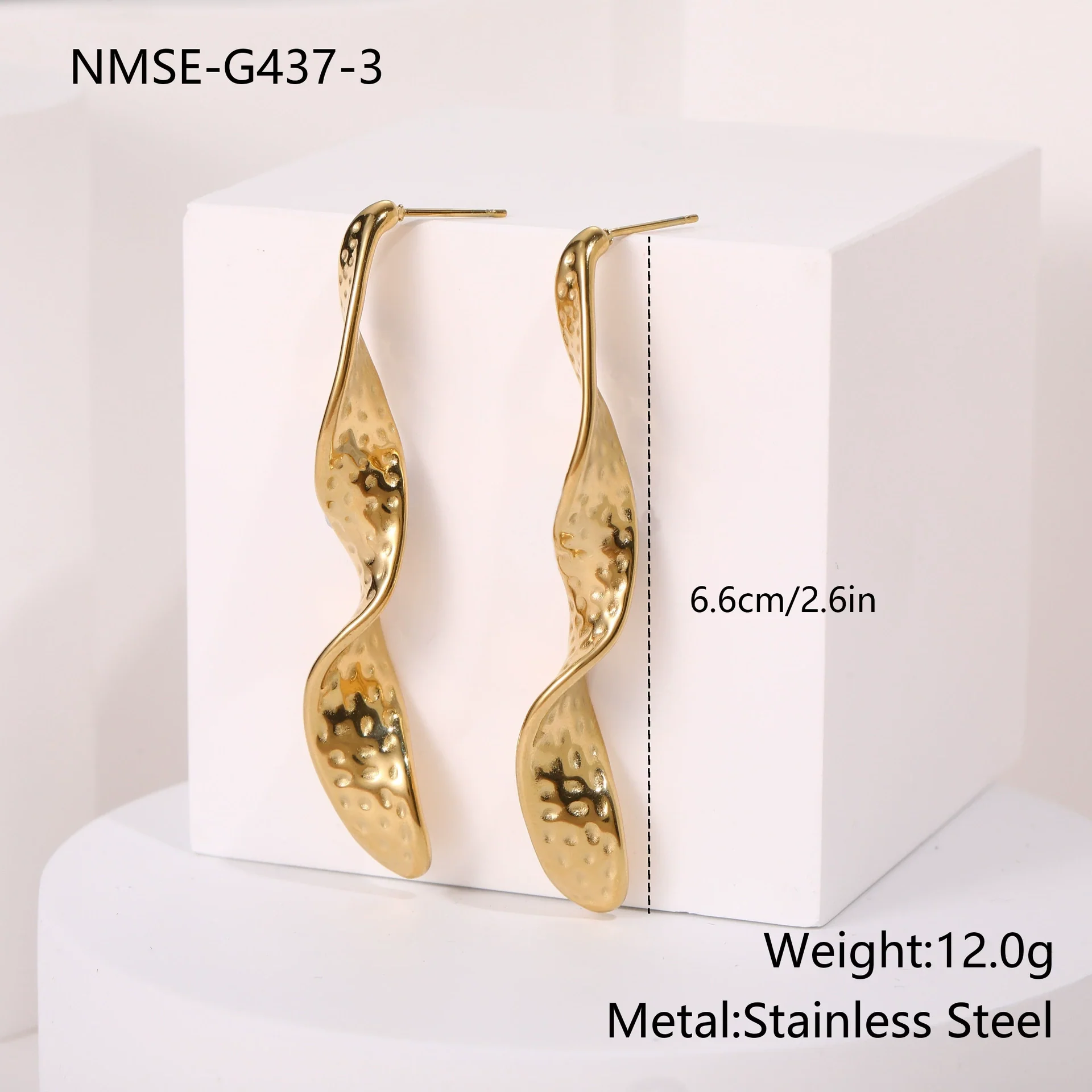 Wholesale Women's Fashion Geometric Wave Stainless Steel Earrings With Pvd Furnace Vacuum Real Gold Plating - Image 6