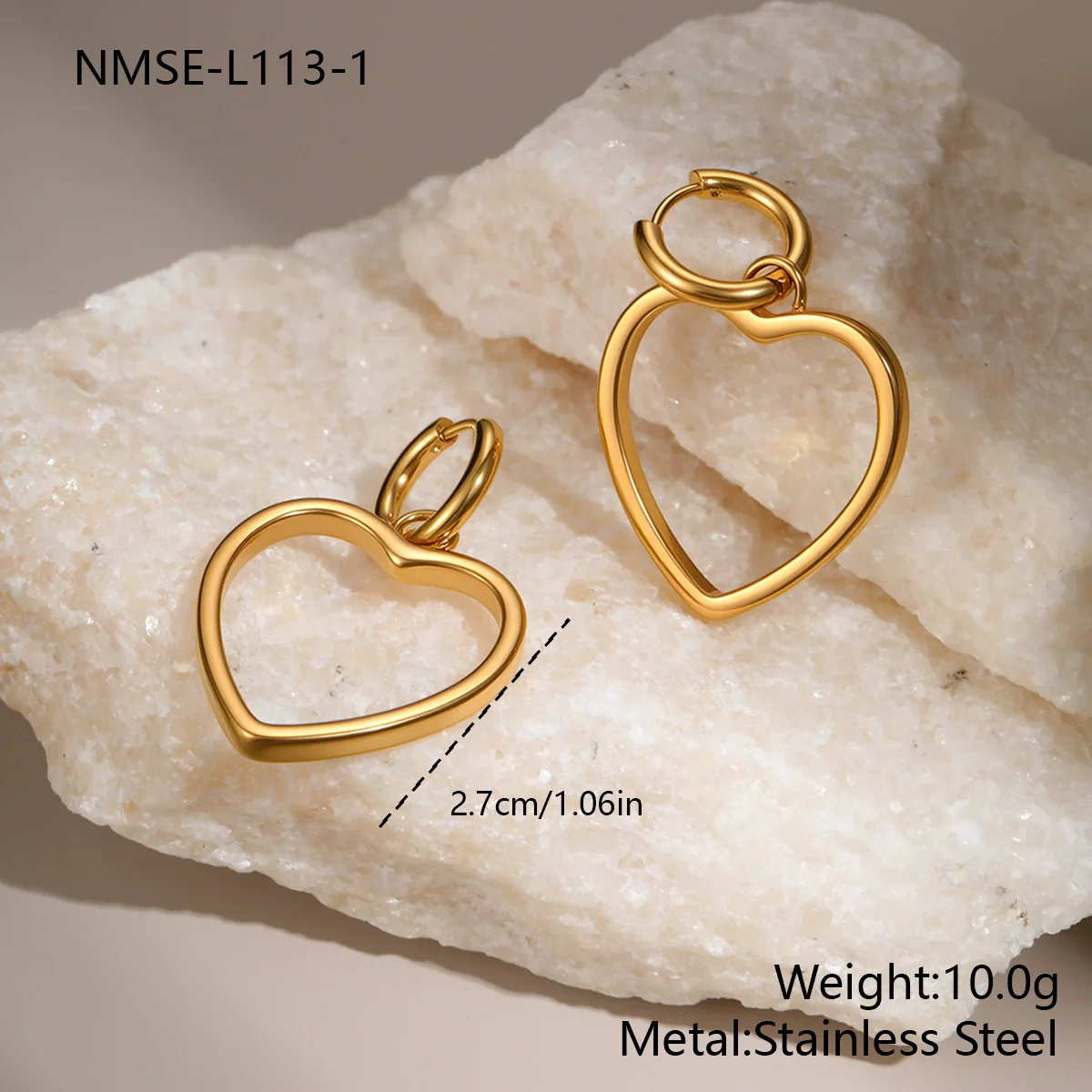Wholesale Women's Fashion Heartshaped Hollow Electroplated Stainless Steel Earrings - Image 6