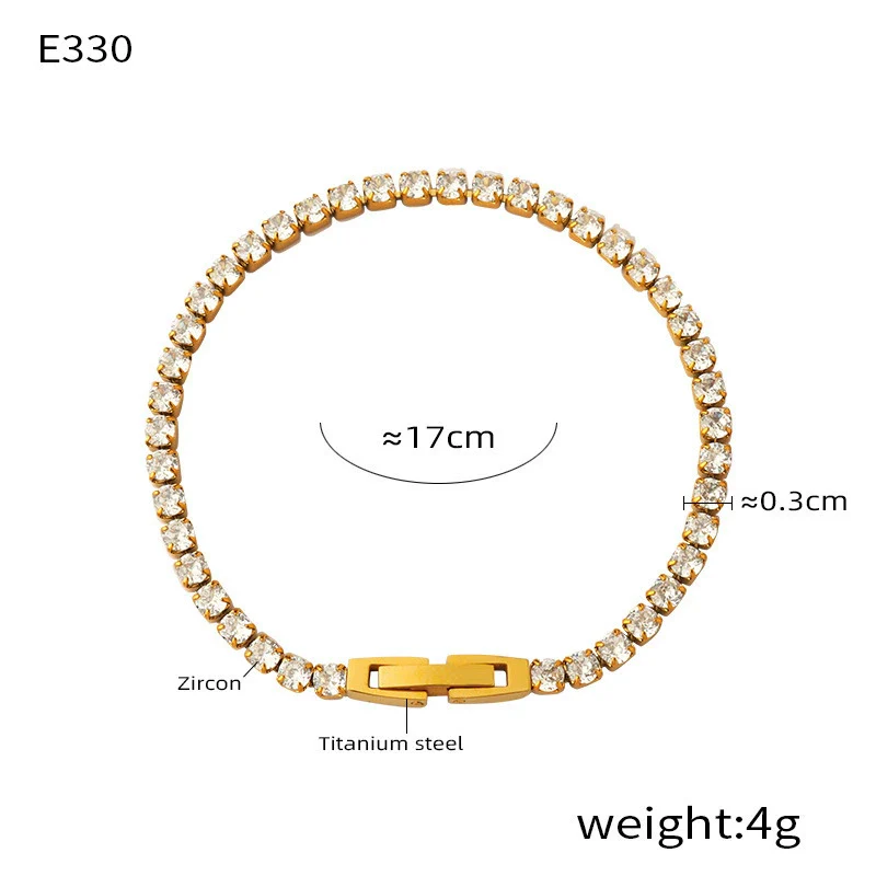 Wholesale Women's Fashion Jewelry Geometric Titanium Steel Zircon Goldplated Bracelet - Image 6