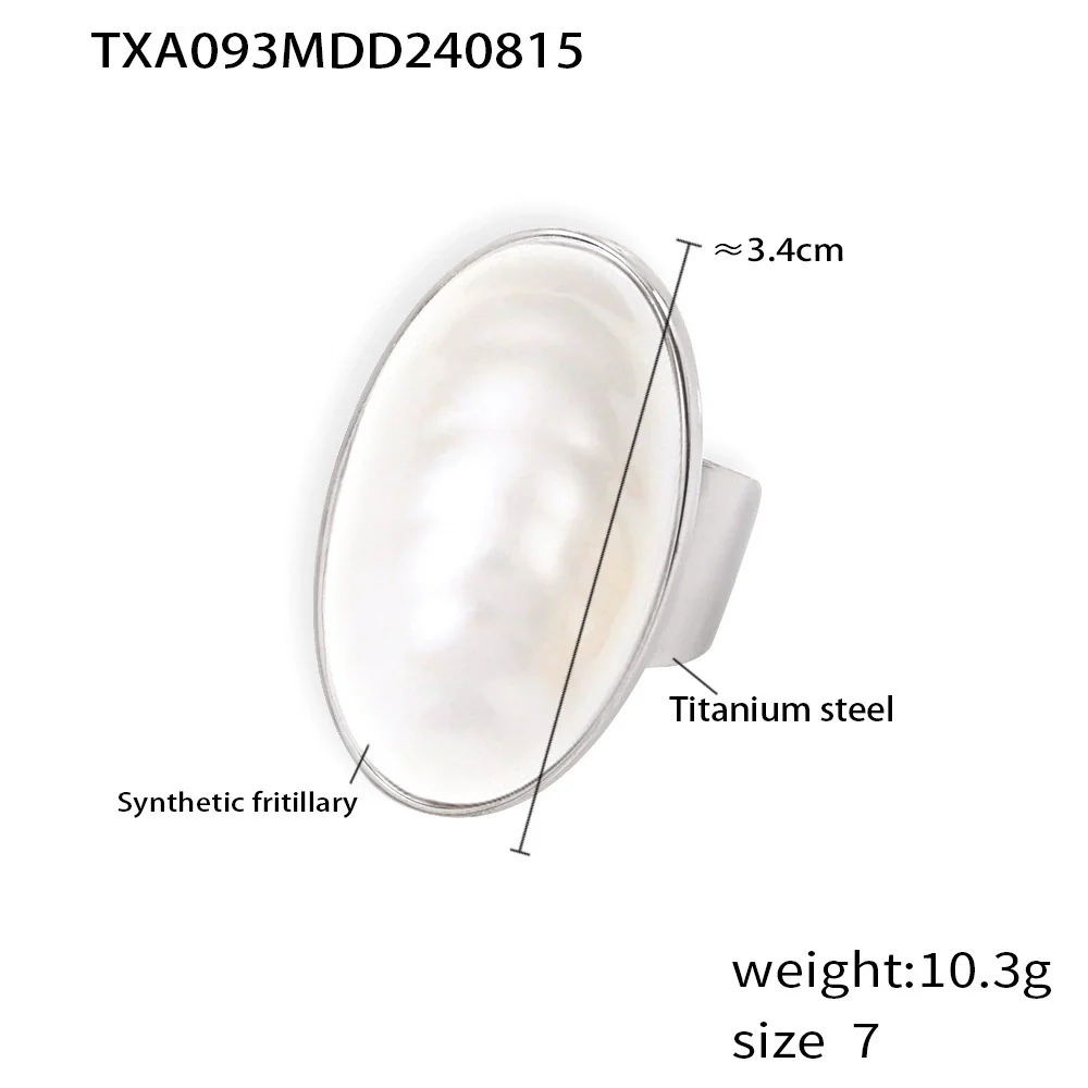 Wholesale Women's Fashion Jewelry Set With Oval Synthetic Fritillaria Pendant Titanium Steel Electroplated In 18K True Gold - Image 9