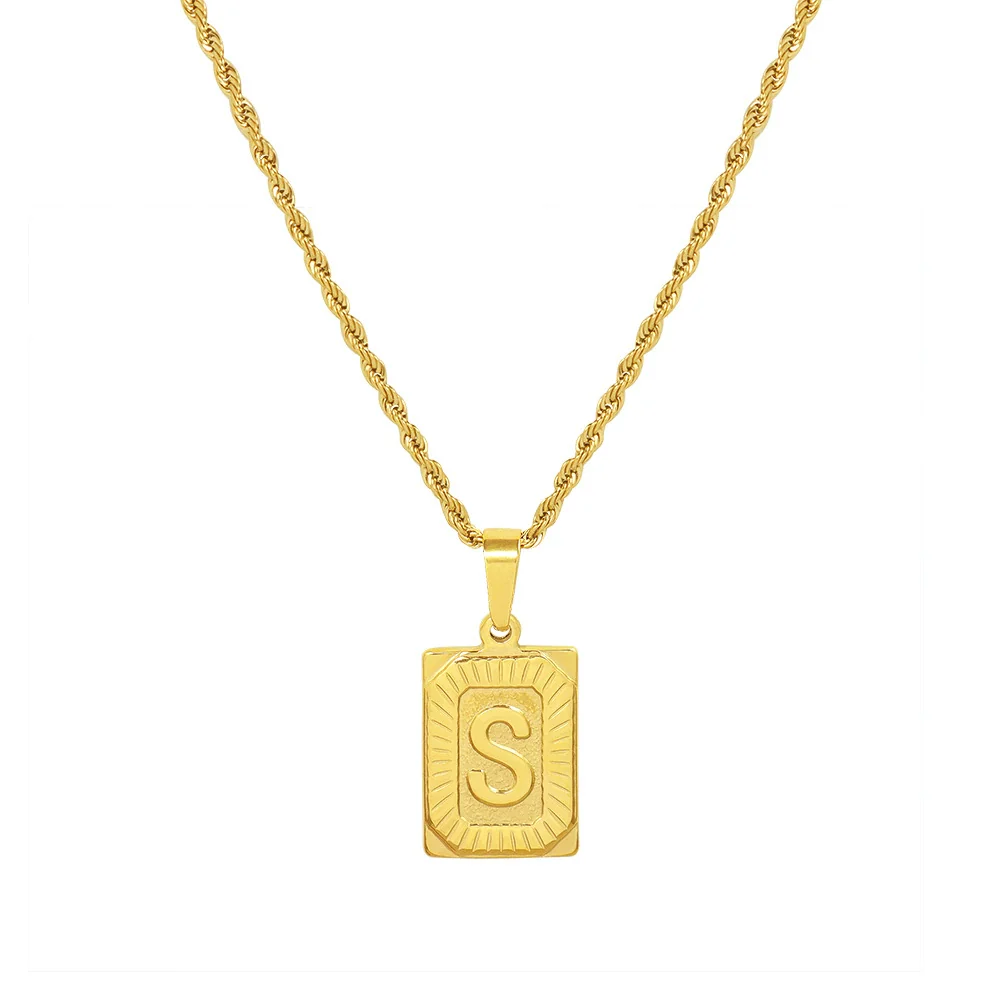 Wholesale Women's Fashion Jewelry Titanium Steel Ferris Wheel Design 18K Gold Plated Square Pendant Clavicle Chain With Letter And Number Patterns - Image 4