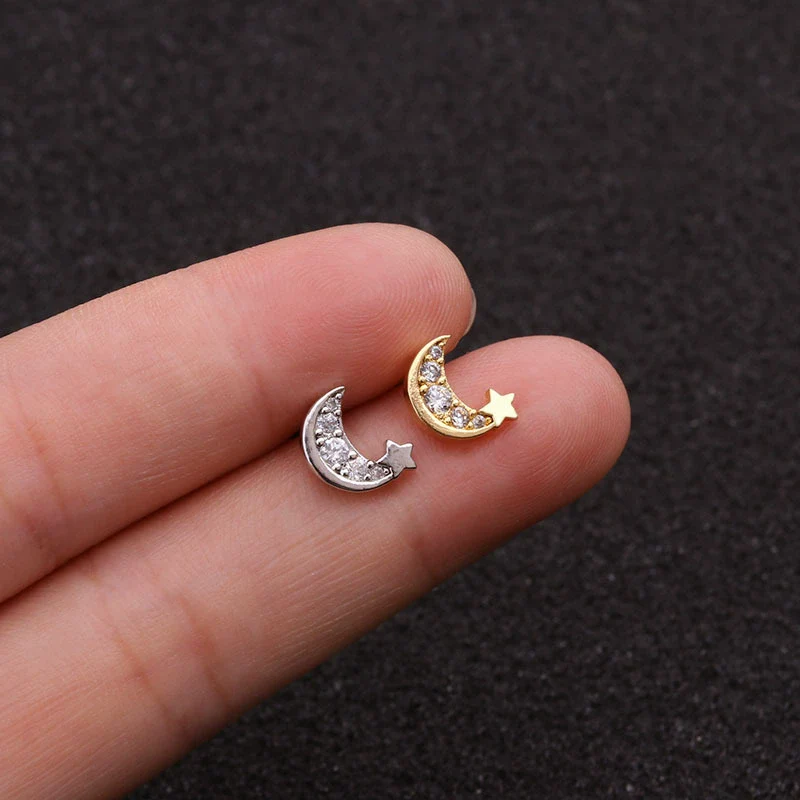Wholesale Women's Fashion Metal Earrings With Doublesided Screw Design Inlaid With Zircon And Flower Pattern - Image 2
