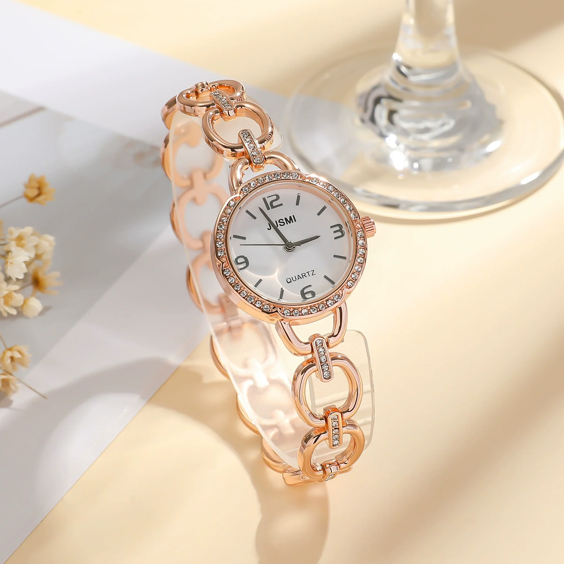 Wholesale Women's Fashion Quartz Watch With Aurora Fritillary Surface Hollow Alloy Case And Strap Round Dial - Image 2