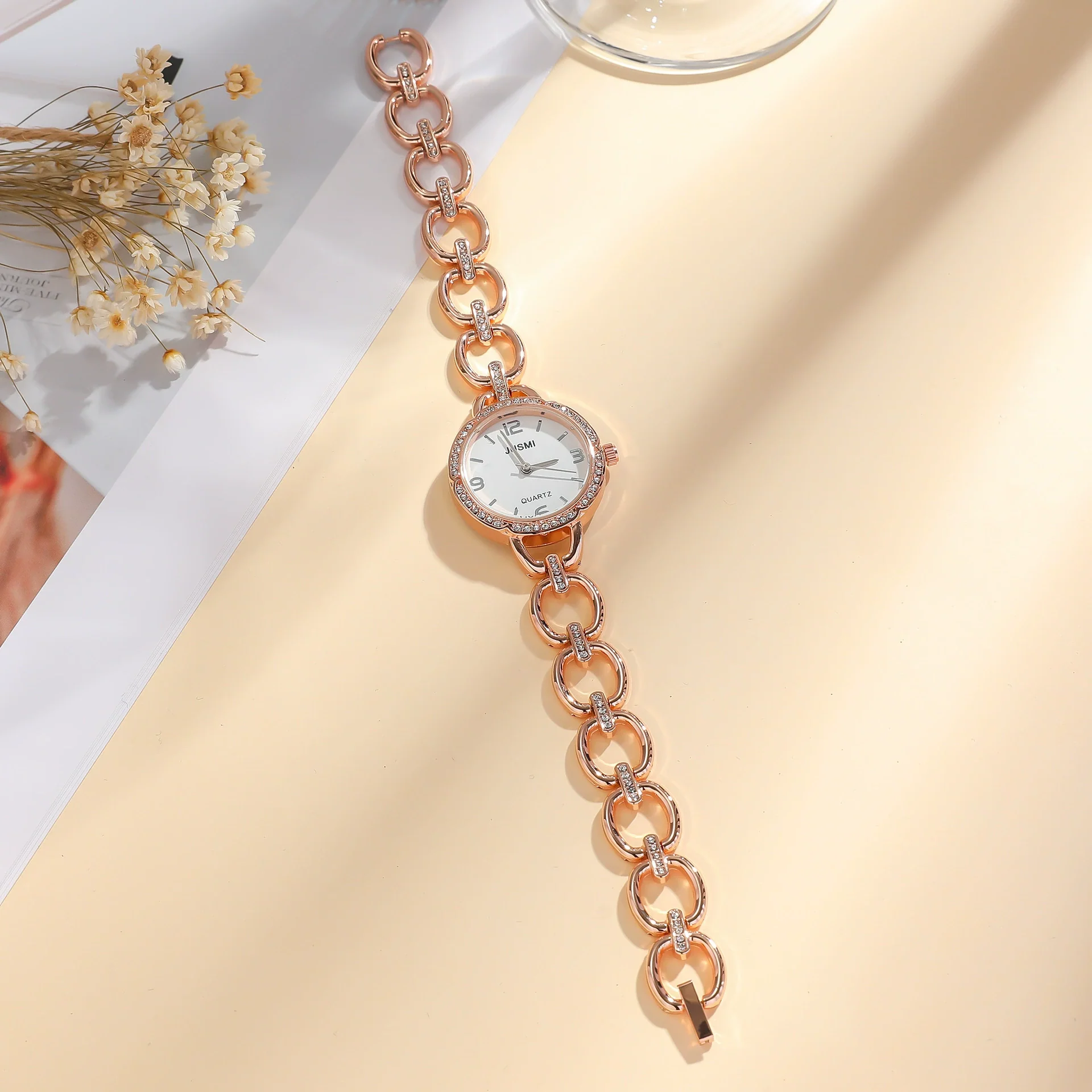 Wholesale Women's Fashion Quartz Watch With Aurora Fritillary Surface Hollow Alloy Case And Strap Round Dial - Image 3