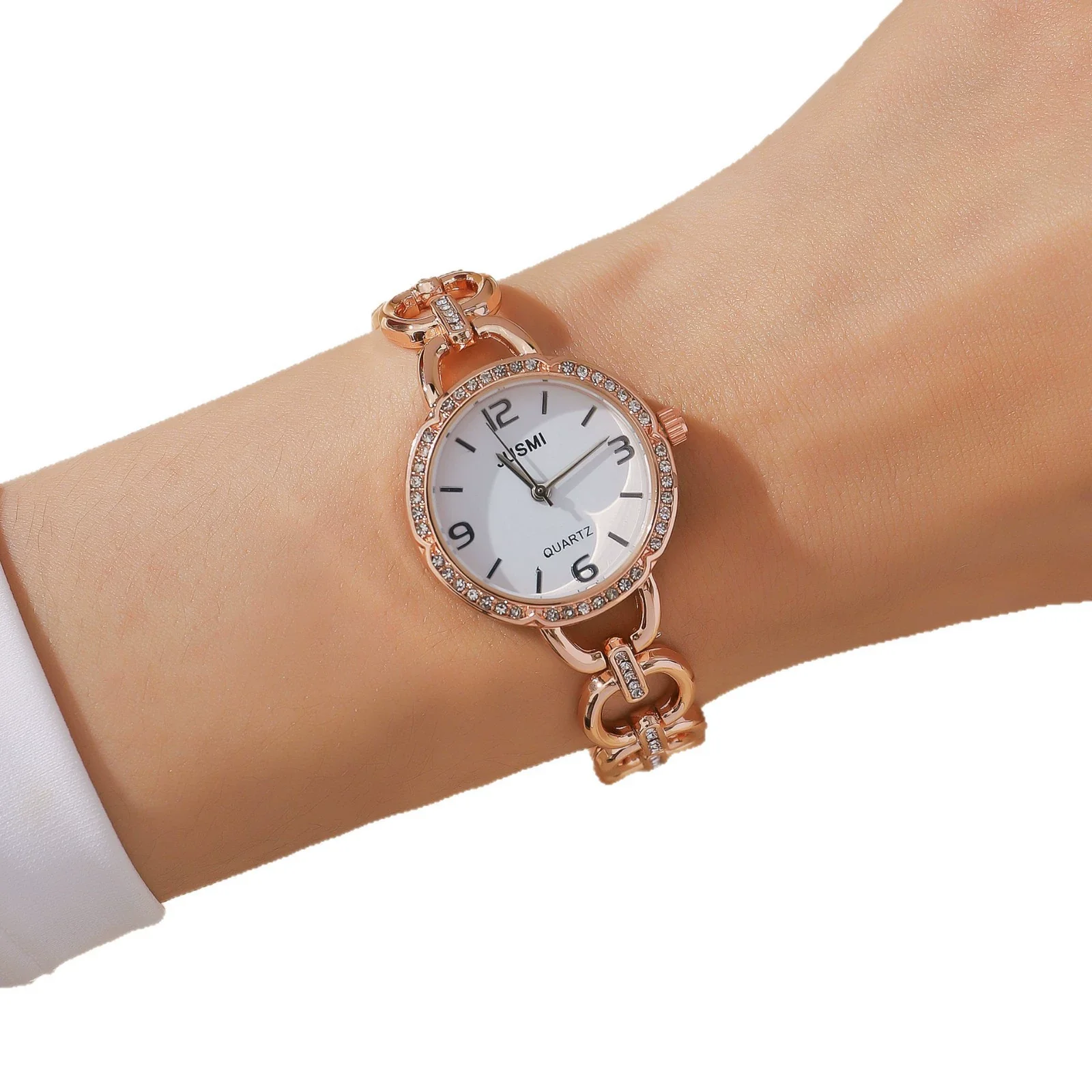 Wholesale Women's Fashion Quartz Watch With Aurora Fritillary Surface Hollow Alloy Case And Strap Round Dial - Image 4