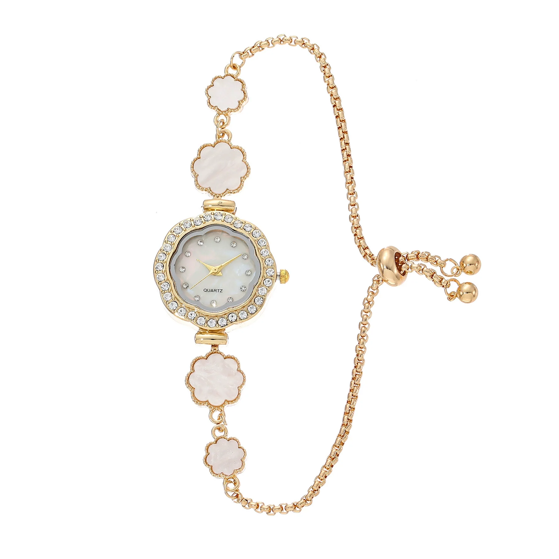 Wholesale Women's Fashion Quartz Watch With Diamond And Plum Blossom Diecast Case And Strap Titanium Clasp Flower Shaped Dial - Image 4