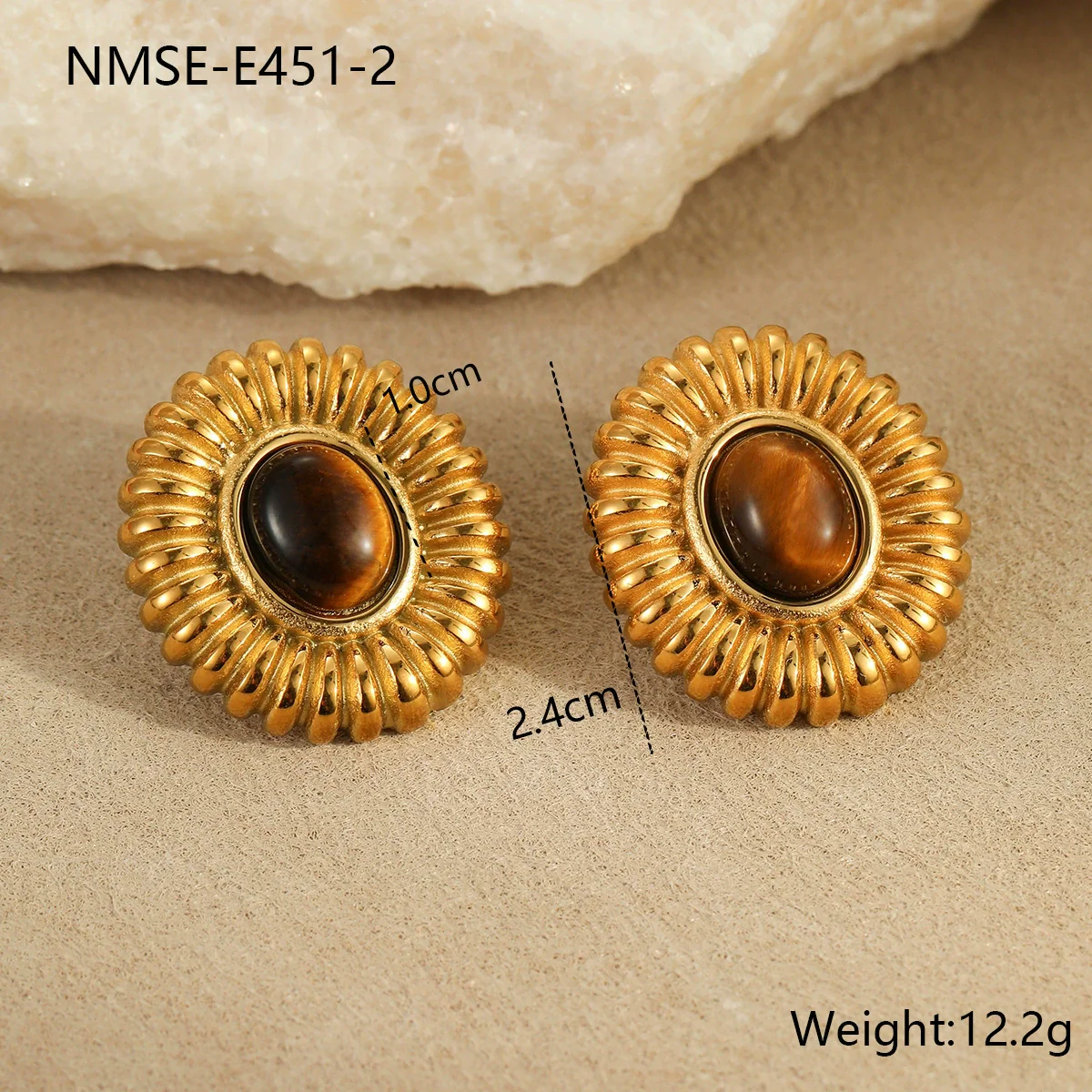 Wholesale Women's Fashion Retro Exaggerated Geometric Stainless Steel 18K Gold Plated Earrings Jewelry - Image 9