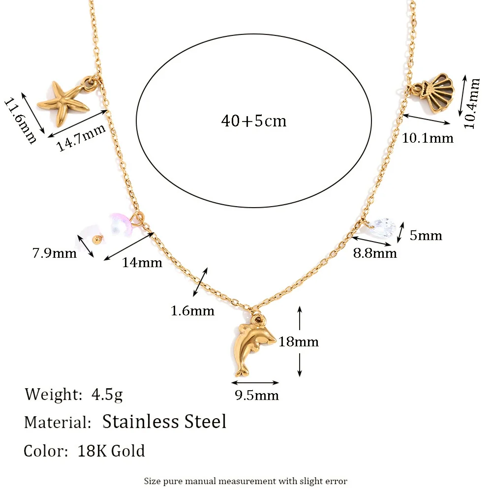 Wholesale Women's Fashion Retro Marine Style Animal Zodiac Stainless Steel 18K Gold Plated Pendant Necklace With O Chain - Image 2
