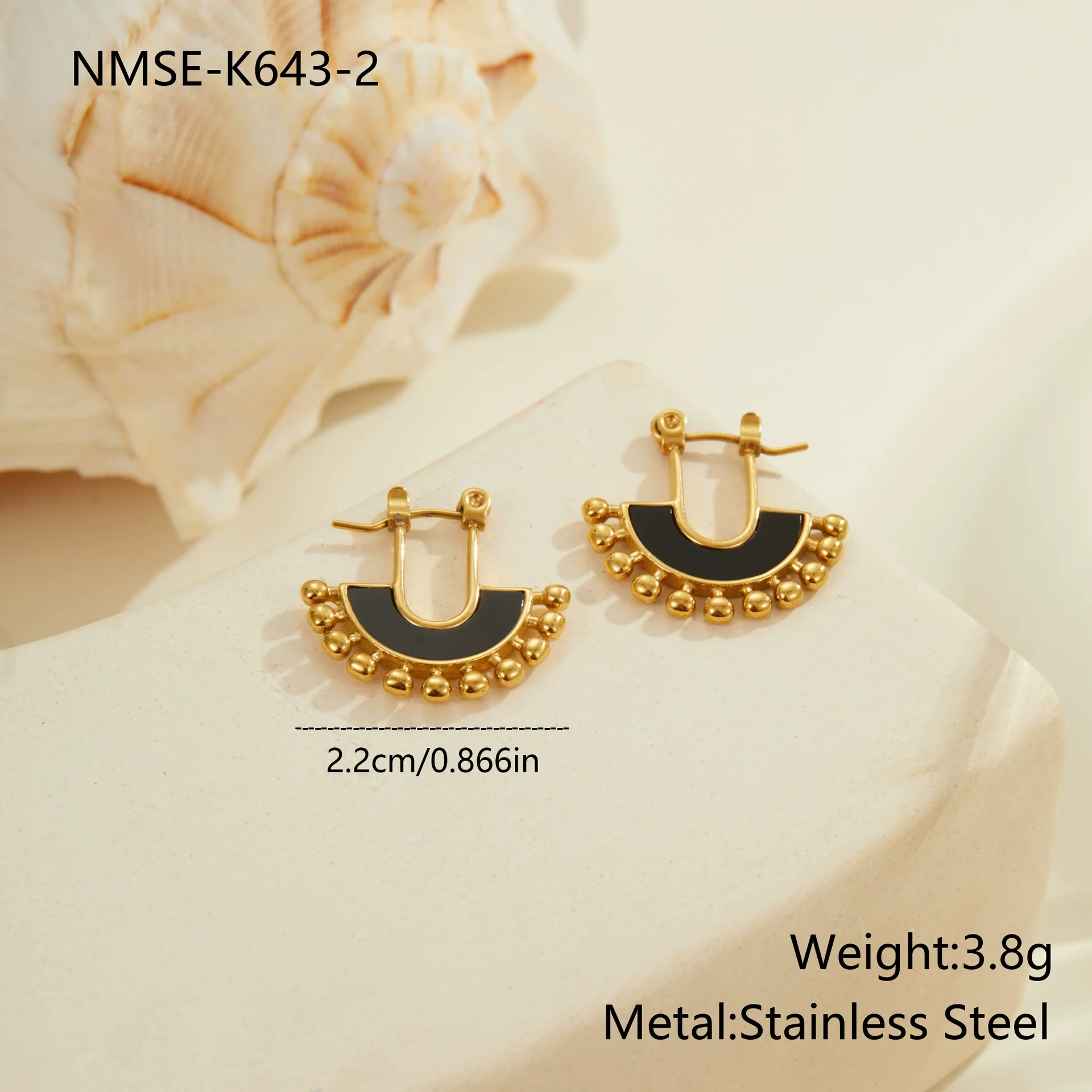 Wholesale Women's Fashion Retro Ushaped Colorful Shell Stainless Steel Electroplated Earrings - Image 7