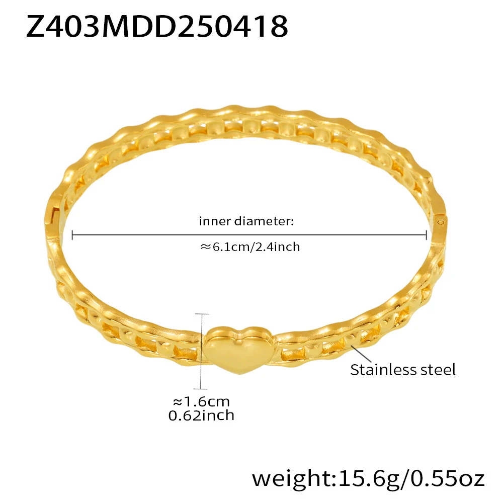 Wholesale Women's Fashion Simple Geometric Hollow Buckle Ferris Wheel Bracelet Stainless Steel 18K Gold Plated - Image 6