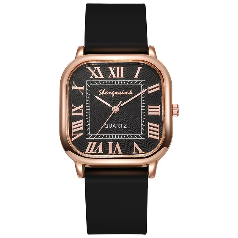 Wholesale Women's Fashion Square Alloy Case Silicone Strap Antique Quartz Watch With Roman Scale - Image 6