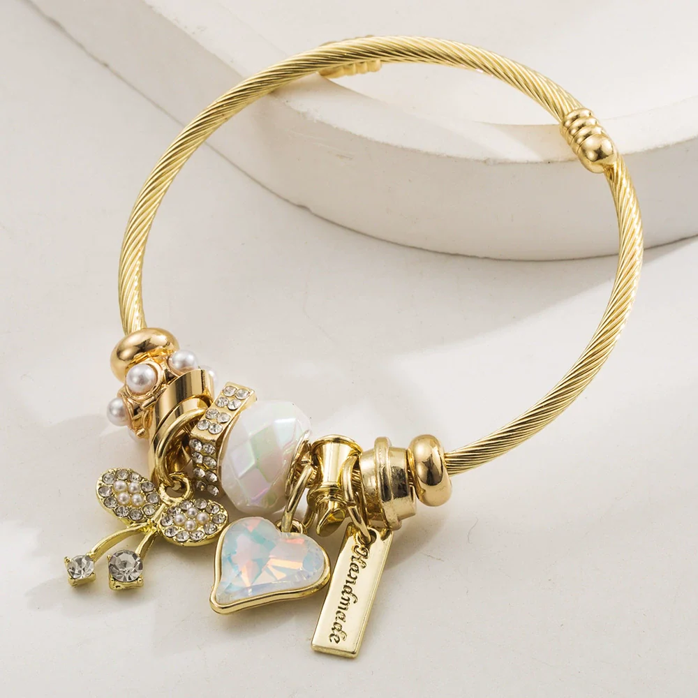 Wholesale Women's Fashion Stainless Steel Alloy Heart Diamond Bracelet - Image 9