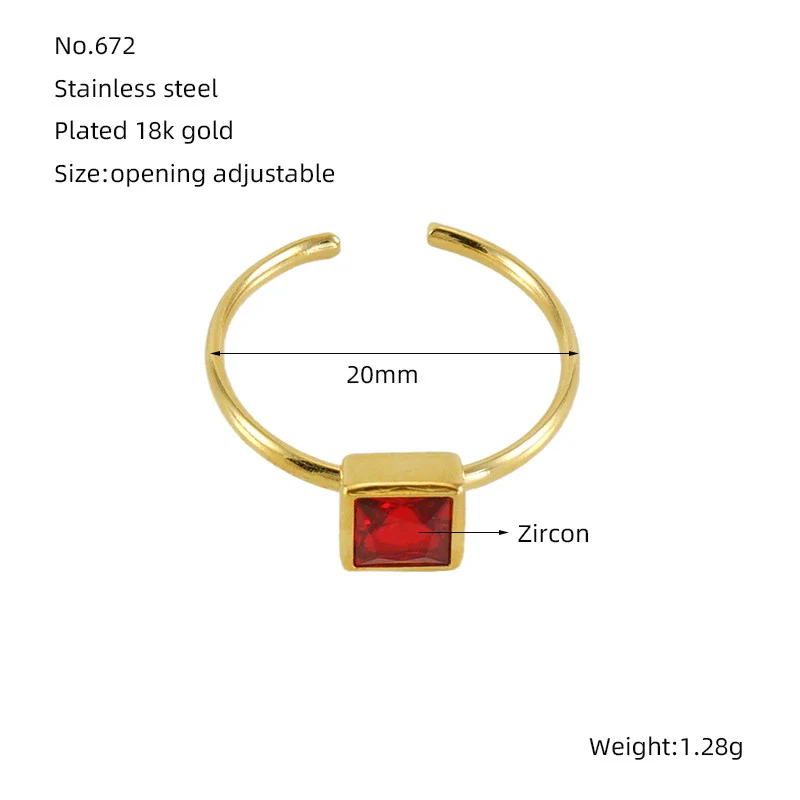 Wholesale Women's Fashion Stainless Steel Ring With Square Love Shape And Flower Design Inlaid With Zircon - Image 13