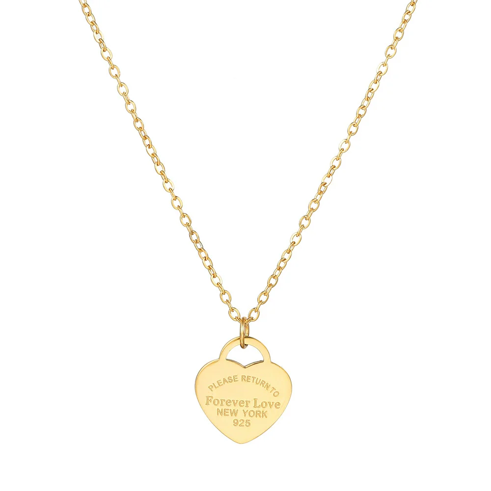 Wholesale Women's Fashion Titanium Steel Heart Pendant Cross Chain Necklace With Electroplating